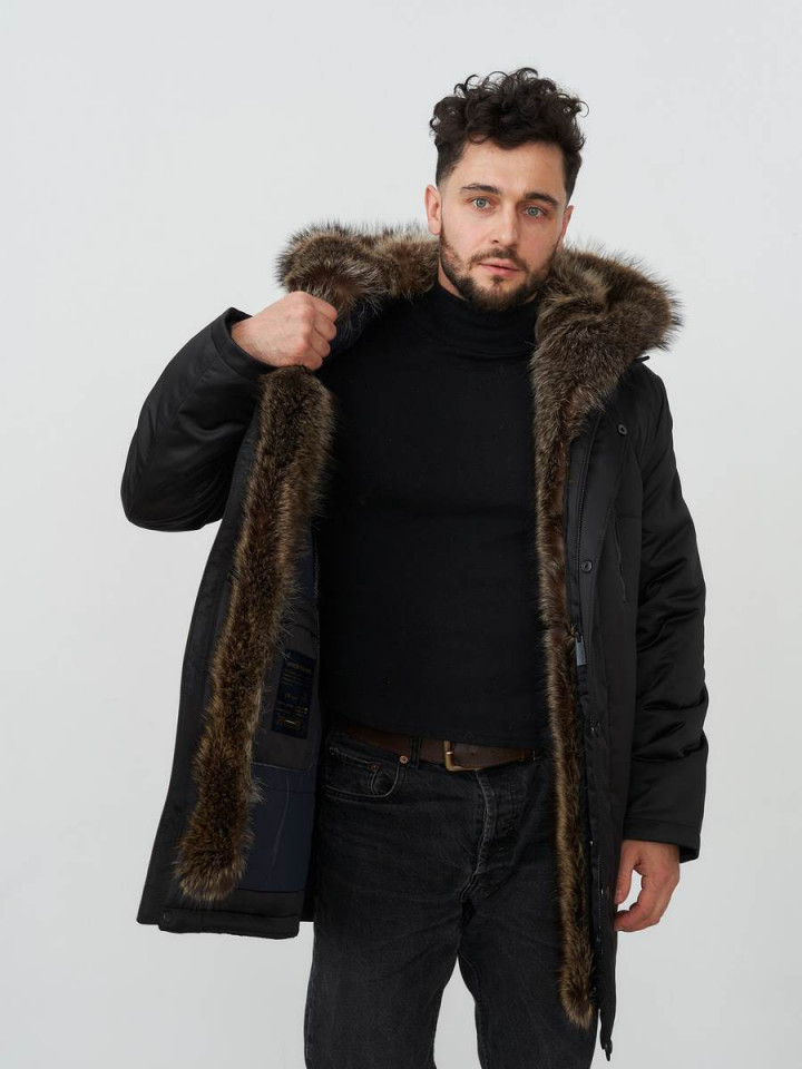 Черная парка с мехом Tommy