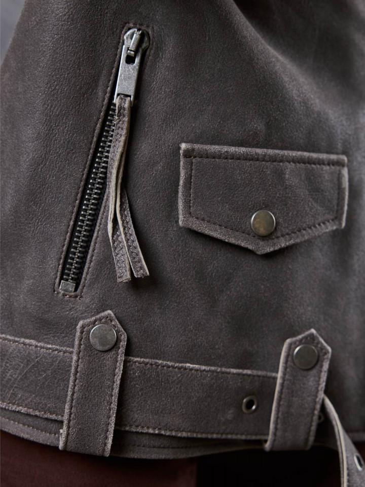 Женская серая кожаная косуха Lincy Gray 1.0 из овчины в СПб купить - фото 2