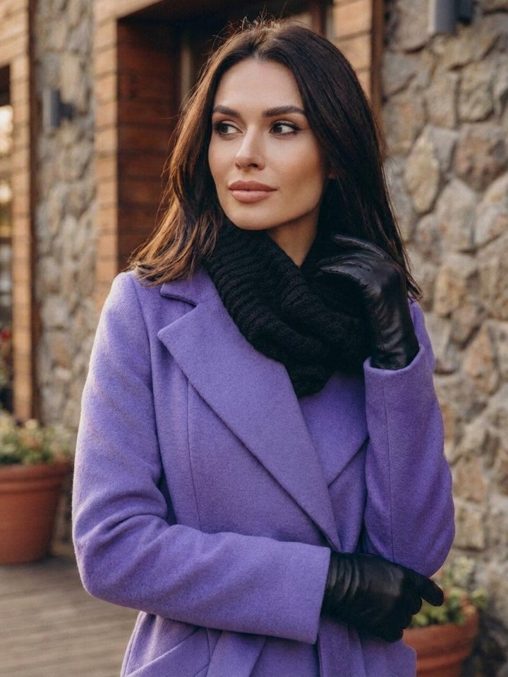Пальто женское сиреневое Fleur