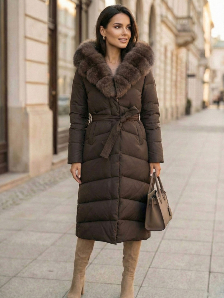 Женский пуховик с мехом песца Cristina в Москве купить - фото 2